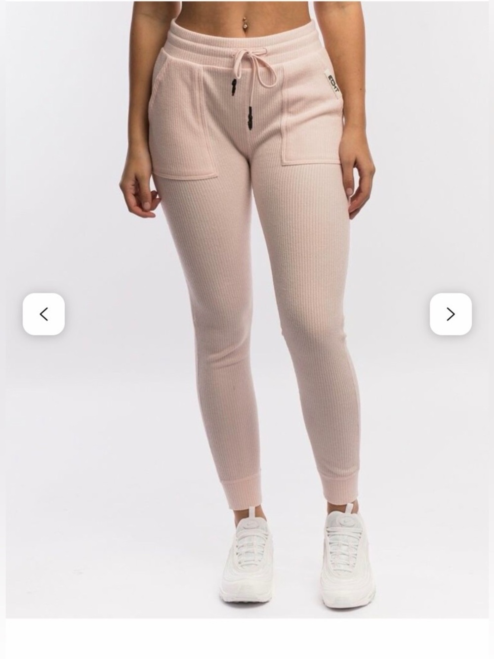 ECHT Women's Ribbed Drawstring Joggers - Light Blush